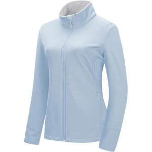 image33000ft Womens Lightweight Softshell Jacket Fleece Lined Windbreaker Waterproof Warm Jacket for Running Golf HikingLight Blue