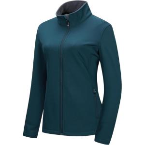 image33000ft Womens Lightweight Softshell Jacket Fleece Lined Windbreaker Waterproof Warm Jacket for Running Golf HikingModern Blue