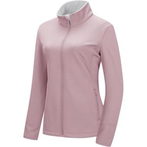image33000ft Womens Lightweight Softshell Jacket Fleece Lined Windbreaker Waterproof Warm Jacket for Running Golf HikingPale Rosy