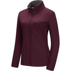 image33000ft Womens Lightweight Softshell Jacket Fleece Lined Windbreaker Waterproof Warm Jacket for Running Golf HikingWine