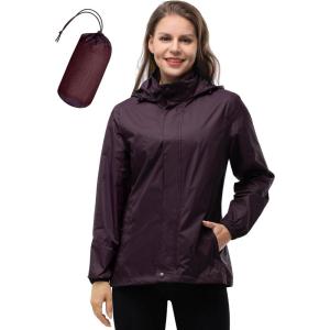 image33000ft Womens Rain Jacket Waterproof Lightweight Packable Raincoat with Hood for Golf Hiking Travel WindbreakerDark Red