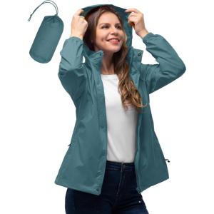 image33000ft Womens Rain Jacket Waterproof Lightweight Packable Raincoat with Hood for Golf Hiking Travel WindbreakerDenim Blue