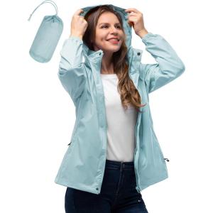 image33000ft Womens Rain Jacket Waterproof Lightweight Packable Raincoat with Hood for Golf Hiking Travel WindbreakerFog Blue