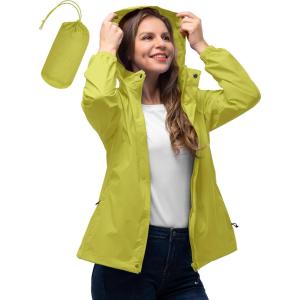 image33000ft Womens Rain Jacket Waterproof Lightweight Packable Raincoat with Hood for Golf Hiking Travel WindbreakerLemon Green