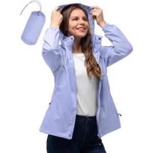 image33000ft Womens Rain Jacket Waterproof Lightweight Packable Raincoat with Hood for Golf Hiking Travel WindbreakerLight Purple