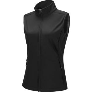 image33000ft Womens Running Vest Fleece Lined Zip Up Windproof Lightweight Softshell Vests Outerwear for Golf Hiking SportsBlack