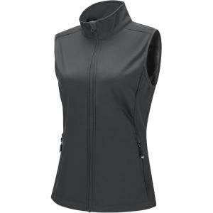 image33000ft Womens Running Vest Fleece Lined Zip Up Windproof Lightweight Softshell Vests Outerwear for Golf Hiking SportsDark Grey