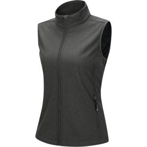 image33000ft Womens Running Vest Fleece Lined Zip Up Windproof Lightweight Softshell Vests Outerwear for Golf Hiking SportsDarkgrey Melange