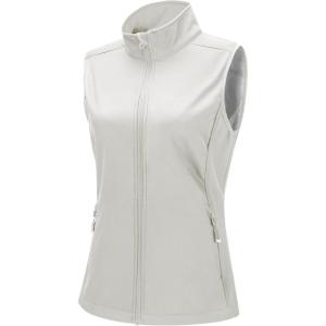 image33000ft Womens Running Vest Fleece Lined Zip Up Windproof Lightweight Softshell Vests Outerwear for Golf Hiking SportsIvory