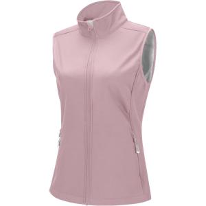 image33000ft Womens Running Vest Fleece Lined Zip Up Windproof Lightweight Softshell Vests Outerwear for Golf Hiking SportsRose Red