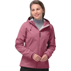 image33000ft Womens Softshell Jacket Fleece Lined Warm Jacket Light Hooded Windproof Coat for Outdoor HikingBerry Red