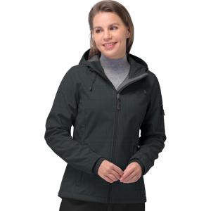 image33000ft Womens Softshell Jacket Fleece Lined Warm Jacket Light Hooded Windproof Coat for Outdoor HikingBlack Melange