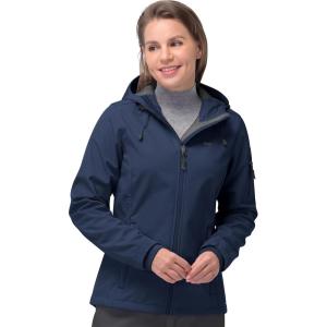 image33000ft Womens Softshell Jacket Fleece Lined Warm Jacket Light Hooded Windproof Coat for Outdoor HikingBlue