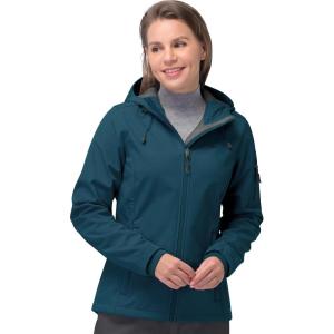 image33000ft Womens Softshell Jacket Fleece Lined Warm Jacket Light Hooded Windproof Coat for Outdoor HikingDark Cyan
