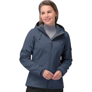 image33000ft Womens Softshell Jacket Fleece Lined Warm Jacket Light Hooded Windproof Coat for Outdoor HikingGrey Blue