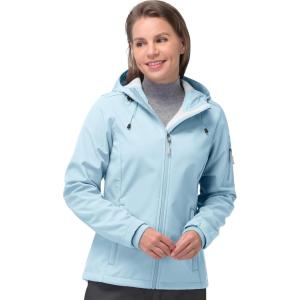 image33000ft Womens Softshell Jacket Fleece Lined Warm Jacket Light Hooded Windproof Coat for Outdoor HikingLight Blue