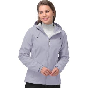 image33000ft Womens Softshell Jacket Fleece Lined Warm Jacket Light Hooded Windproof Coat for Outdoor HikingLilac Purple