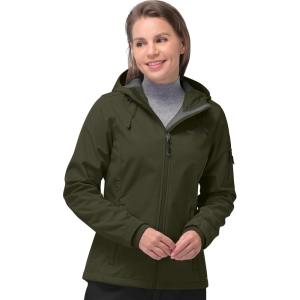 image33000ft Womens Softshell Jacket Fleece Lined Warm Jacket Light Hooded Windproof Coat for Outdoor HikingTaupe Green