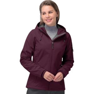 image33000ft Womens Softshell Jacket Fleece Lined Warm Jacket Light Hooded Windproof Coat for Outdoor HikingWine Red