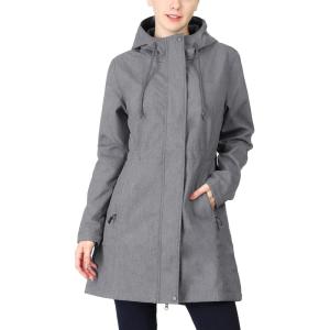 image33000ft Womens Softshell Long Jacket with Hood Fleece Lined Windproof Warm up Waterproof WindbreakerGrey Melange