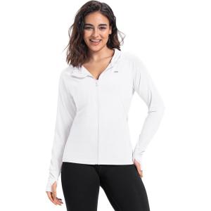 image33000ft Womens UPF 50 Sun Protection Jacket Lightweight Hoodie Zip Long Sleeve Athletic Shirt for Hiking RunningSnow White