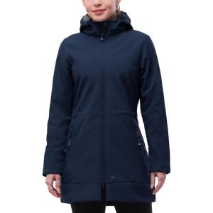 image33000ft Womens Waterproof Softshell Long Rain Jacket with Hood Fleece Lined Windproof WindbreakerDark Blue
