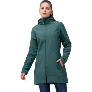 image33000ft Womens Waterproof Softshell Long Rain Jacket with Hood Fleece Lined Windproof WindbreakerDark Green