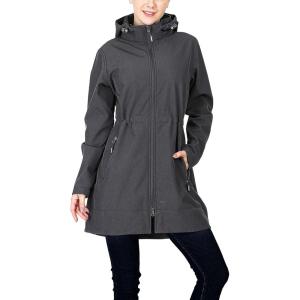 image33000ft Womens Waterproof Softshell Long Rain Jacket with Hood Fleece Lined Windproof WindbreakerDark Grey Heather
