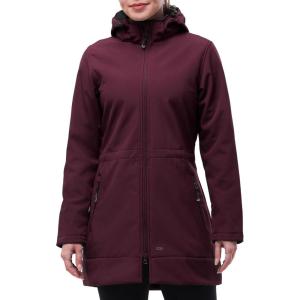 image33000ft Womens Waterproof Softshell Long Rain Jacket with Hood Fleece Lined Windproof WindbreakerPlum