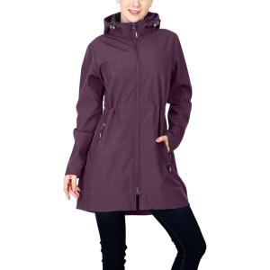 image33000ft Womens Waterproof Softshell Long Rain Jacket with Hood Fleece Lined Windproof WindbreakerPurple Melange