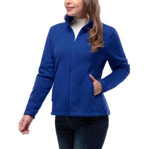 image33000ft Womens Zip Up Fleece Jacket Long Sleeve Warm Soft Polar Lightweight Coat with Pockets for WinterBright Blue