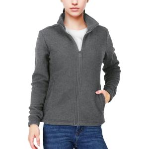 image33000ft Womens Zip Up Fleece Jacket Long Sleeve Warm Soft Polar Lightweight Coat with Pockets for WinterDark Grey Heather