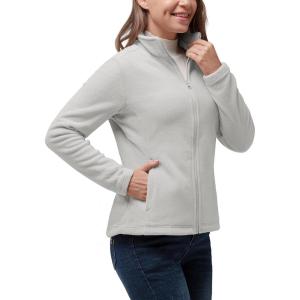 image33000ft Womens Zip Up Fleece Jacket Long Sleeve Warm Soft Polar Lightweight Coat with Pockets for WinterLight Grey