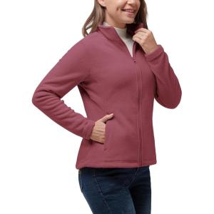 image33000ft Womens Zip Up Fleece Jacket Long Sleeve Warm Soft Polar Lightweight Coat with Pockets for WinterRed Berry