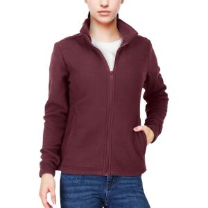 image33000ft Womens Zip Up Fleece Jacket Long Sleeve Warm Soft Polar Lightweight Coat with Pockets for WinterWine