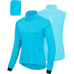 image33000ft Womens Zip Up Lightweight Athletic Workout Yoga Cycling Track Running Jacket Waterproof Windproof ReflectiveBlue