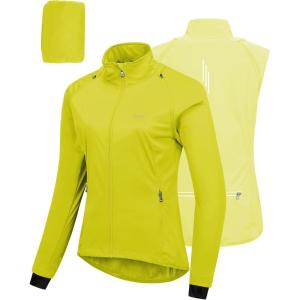 image33000ft Womens Zip Up Lightweight Athletic Workout Yoga Cycling Track Running Jacket Waterproof Windproof ReflectiveGreenish Yellow