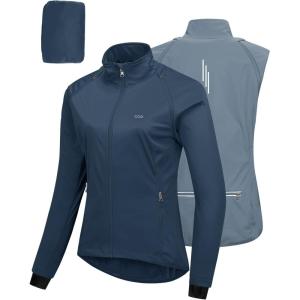 image33000ft Womens Zip Up Lightweight Athletic Workout Yoga Cycling Track Running Jacket Waterproof Windproof ReflectiveMidnight Blue