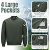 image33000ft Mens Bomber Jacket Waterproof Zip Up Windbreaker Quilted Padded Lightweight Warm Casual Spring Fall Winter CoatArmy Green