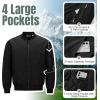 image33000ft Mens Bomber Jacket Waterproof Zip Up Windbreaker Quilted Padded Lightweight Warm Casual Spring Fall Winter CoatBlack