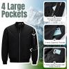 image33000ft Mens Bomber Jacket Waterproof Zip Up Windbreaker Quilted Padded Lightweight Warm Casual Spring Fall Winter CoatBlackmetallic Zipper