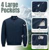 image33000ft Mens Bomber Jacket Waterproof Zip Up Windbreaker Quilted Padded Lightweight Warm Casual Spring Fall Winter CoatDark Denim