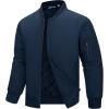 image33000ft Mens Bomber Jacket Waterproof Zip Up Windbreaker Quilted Padded Lightweight Warm Casual Spring Fall Winter CoatDark Denim
