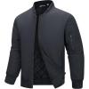 image33000ft Mens Bomber Jacket Waterproof Zip Up Windbreaker Quilted Padded Lightweight Warm Casual Spring Fall Winter CoatGrey