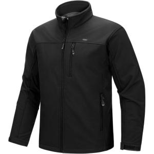 image33000ft Mens Waterproof Softshell Jacket Warm Fleece Lined Windbreaker Lightweight Soft Shell for Travel Hiking GolfBlack