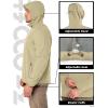 image33000ft Mens Hooded Softshell Jacket Waterproof Lightweight Insulated Windbreaker Fleece Lined Rain Shell JacketLight Khaki