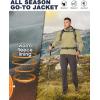 image33000ft Mens Hooded Softshell Jacket Waterproof Lightweight Insulated Windbreaker Fleece Lined Rain Shell JacketLight Khaki