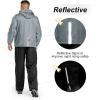 image33000ft Mens Rain Suit Packable Waterproof Lightweight Rain Gear for Golf Hiking Cycling 2 Pieces Jackets and PantsLight GreyBlack