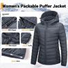 image33000ft Womens Hooded Packable Puffer Jacket Lightweight Warm Puffy Quilted Winter CoatGrey