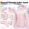 image33000ft Womens Hooded Packable Puffer Jacket Lightweight Warm Puffy Quilted Winter CoatPink